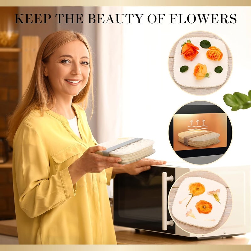 Aboofx Microwave Flower Press Kit,6.3"x6.3" 3 Layers Quick Dry Flower Pressing with Washable Cloth for Pressed Flowers&Plant for DIY Art Craft Lovers,Beginners,Flowers Drying,Vibrant Color Retention - Image 4